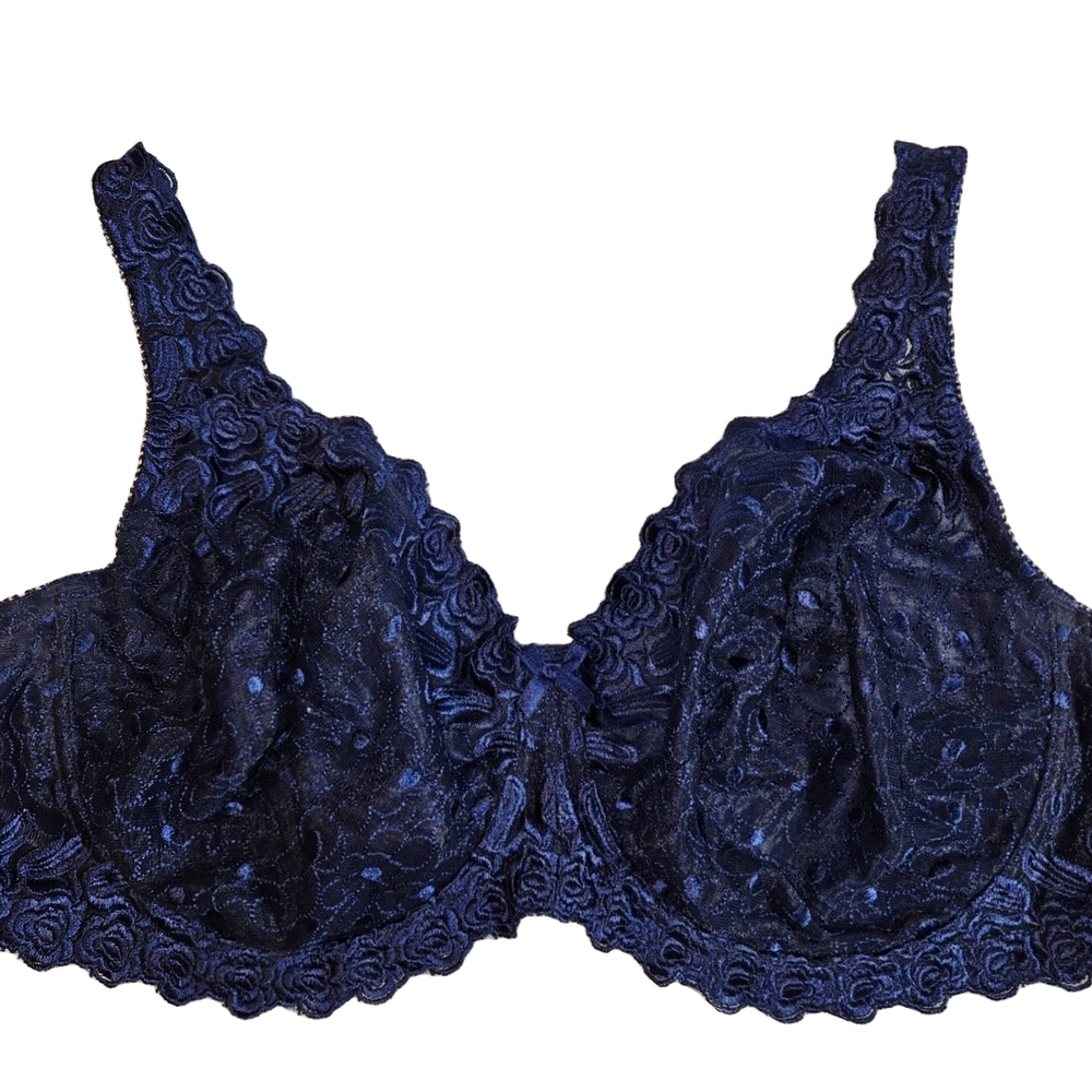 Blue Lace Bra with Underwire and Molded Cups